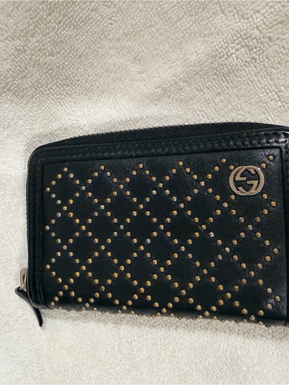 Gucci Studded Coin Zip Wallet with Metal Logo